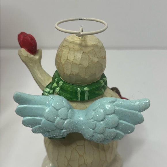Vintage WINTER WISHES, BUNDLES OF LOVE Snowman 6” In Box Basket Hearts Halo - Picture 7 of 8